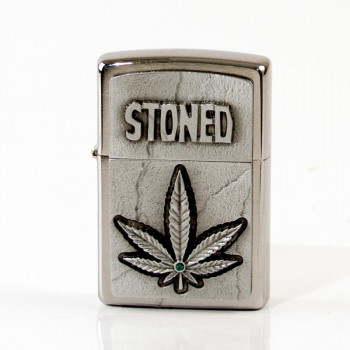 ZIPPO chrom gebürstet Plakette "Stoned" 2005904 - 1