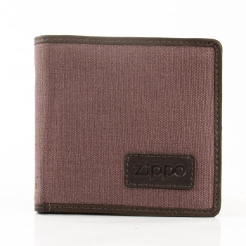 Zippo men's wallet, horizontal, textile/leather lining, mocha/grey