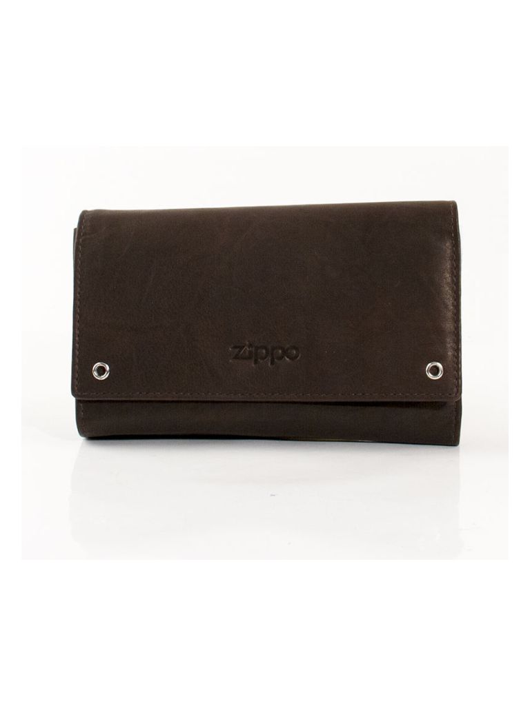 Zippo Biker Leather Wallet with Chain, Mocha, with Zippo Compartment
