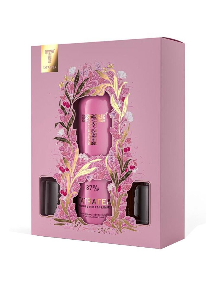 Tatratea Hibiscus & Red Tea liquer 37% 0,7 l + 2 glasses