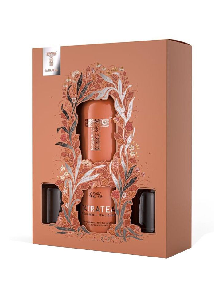 Tatratea Peach Tea liquer 42%  0,7 l + 2 glasses