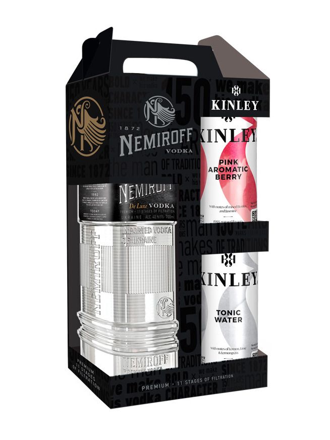 Nemiroff De Luxe 40% 0,7 l +Kinley Tonic 0,25 l +Kinley Tonic Pink Berry 0,25 l