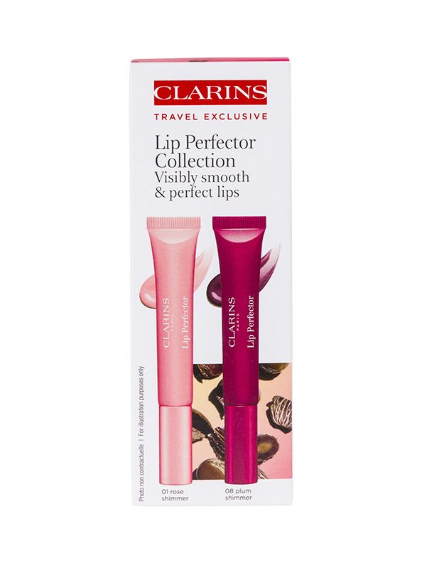 Clarins Natural Lip Perfector Lipstick Set N°01Rose + N°08 Plum