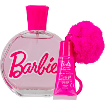 Kids World Air-Val Barbie Set : EdT 100ml +Lip Gloss with Pompom Charm +Pouch - 3