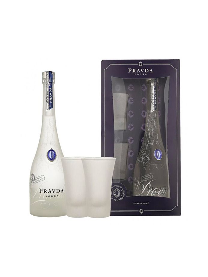 Vodka Pravda 40% 0,7 l + 2 Shots