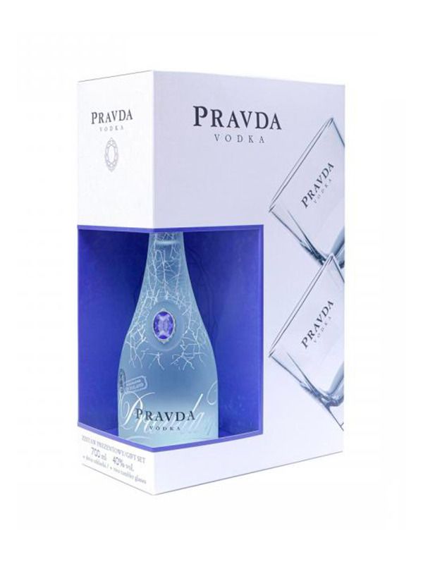 Vodka Pravda 40% 0,7 l  + 2 Glasses