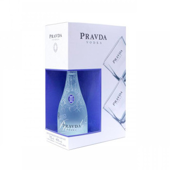 Vodka Pravda 40% 0,7 l  + 2 Glasses
