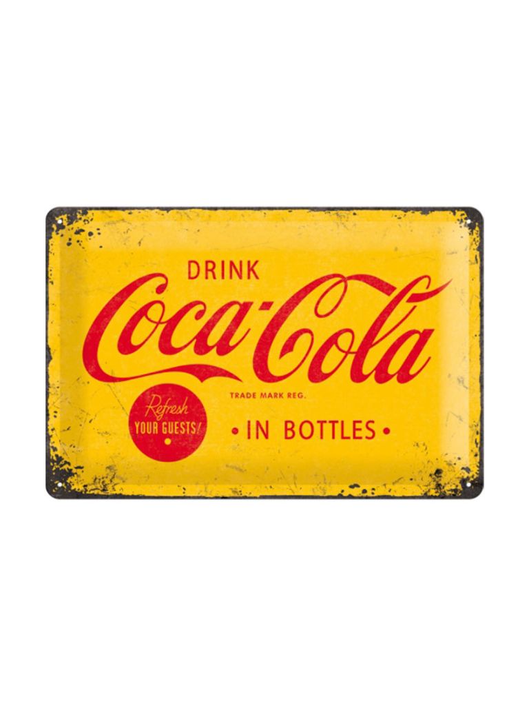 Blechschild 20x30 cm Coca-Cola yellow logo