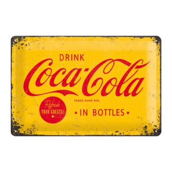 Blechschild 20x30 cm Coca-Cola yellow logo