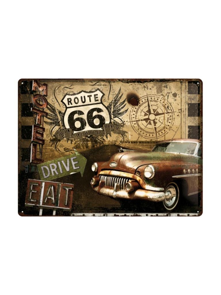 Blechschild 30x40 cm Route 66 (Drive, Eat)