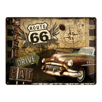 Blechschild 30x40 cm Route 66 (Drive, Eat)