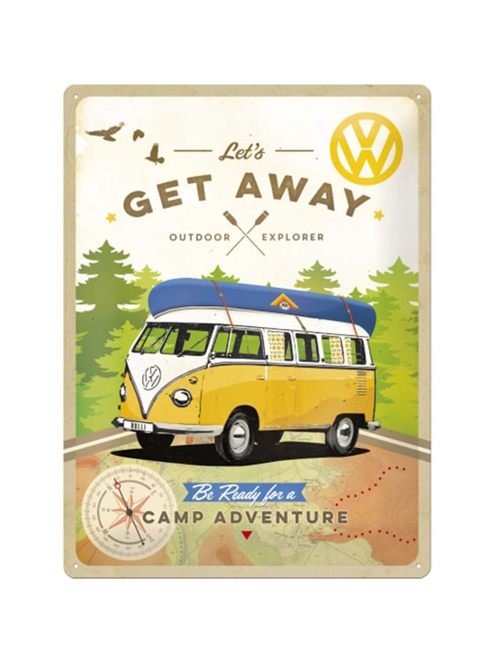 Blechschild 30x40 cm VW Let's Get Away