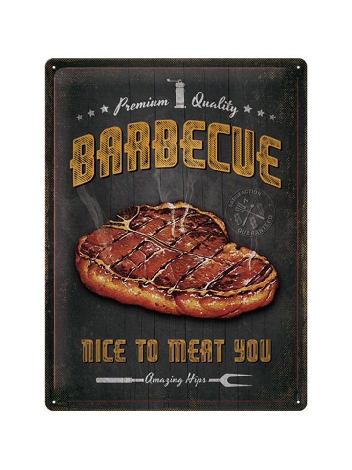 Blechschild 40x30 cm Barbecue Nice To Meat You 