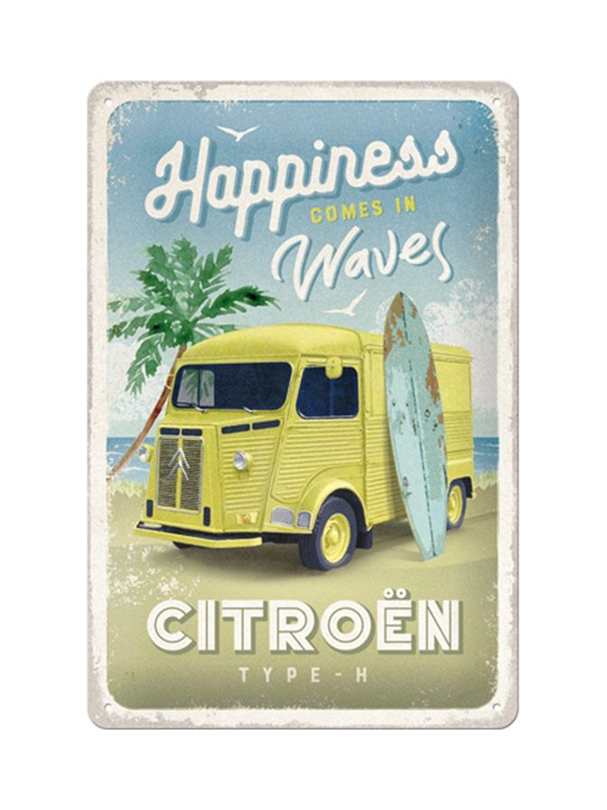 Blechschild 20x30 cm Citroën Type H (Happiness Comes In Waves)