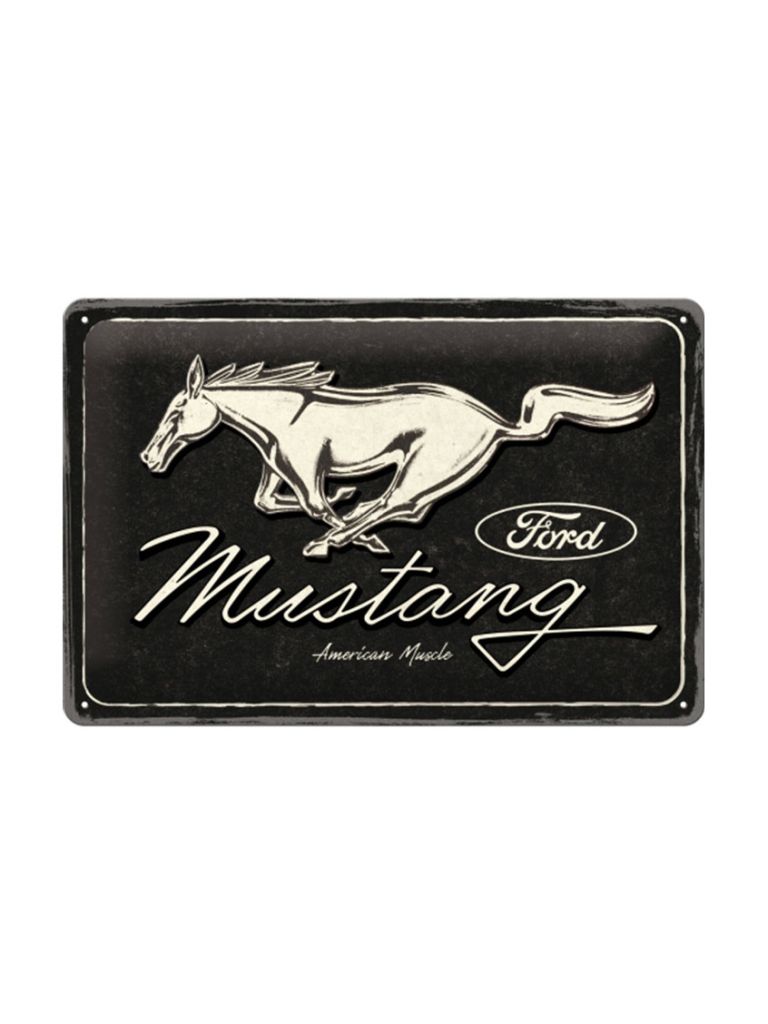 Blechschild 20x30 cm Ford Mustang (Horse Logo Black)