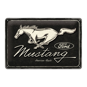 Blechschild 20x30 cm Ford Mustang (Horse Logo Black)