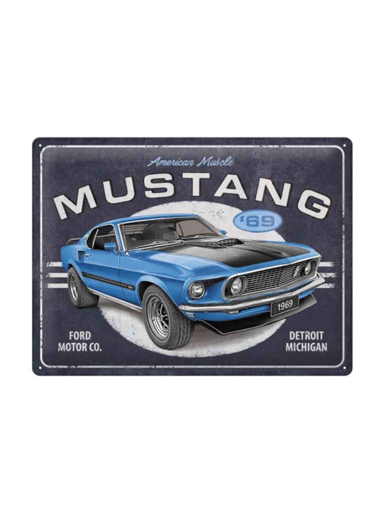 Blechschild 30x40 cm Ford Mustang 1969 Mach 1 Blue