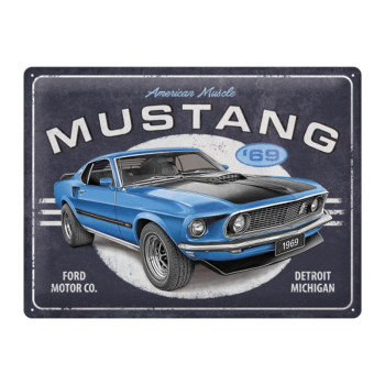 Blechschild 30x40 cm Ford Mustang 1969 Mach 1 Blue