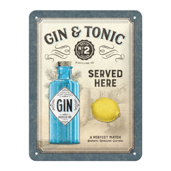 Blechschild 15x20 cm Gin & Tonic Served Here