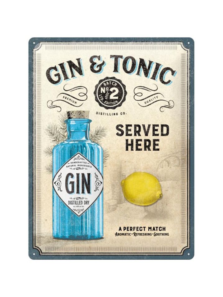 Blechschild 30x40 cm Gin & Tonic Served Here