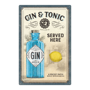 Blechschild 60x40 cm Gin & Tonic Served Here -