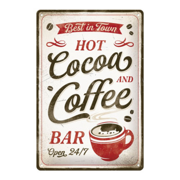 Blechschild 20x30 cm Hot Cocoa and Coffee