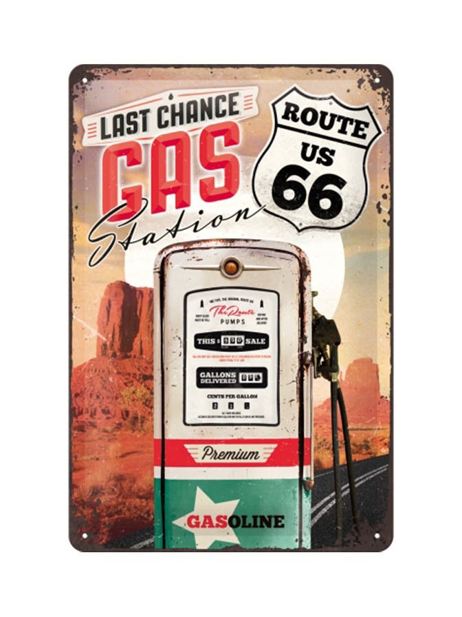 Blechschild 20x30 cm Route 66 (Gas Station)