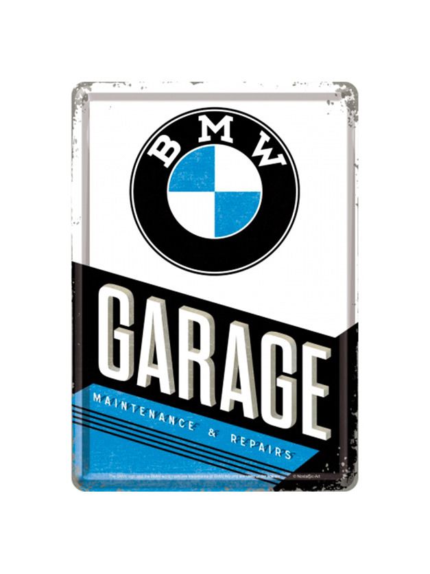 Blechschild Postkarte 10x14 cm BMW Garage