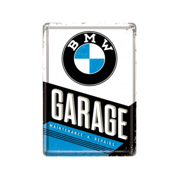 Blechschild Postkarte 10x14 cm BMW Garage