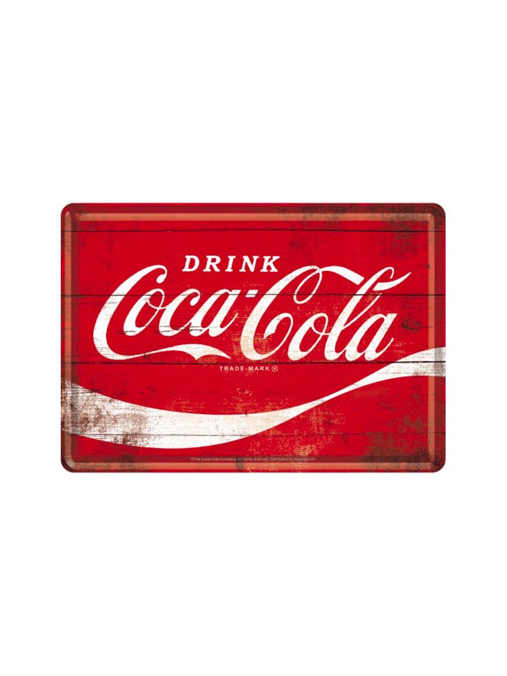 Blechschild Postkarte 10x14 cm Coca-Cola red logo