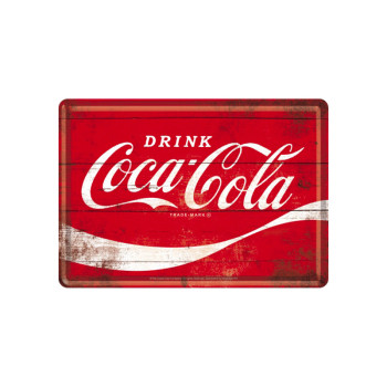 Blechschild Postkarte 10x14 cm Coca-Cola red logo