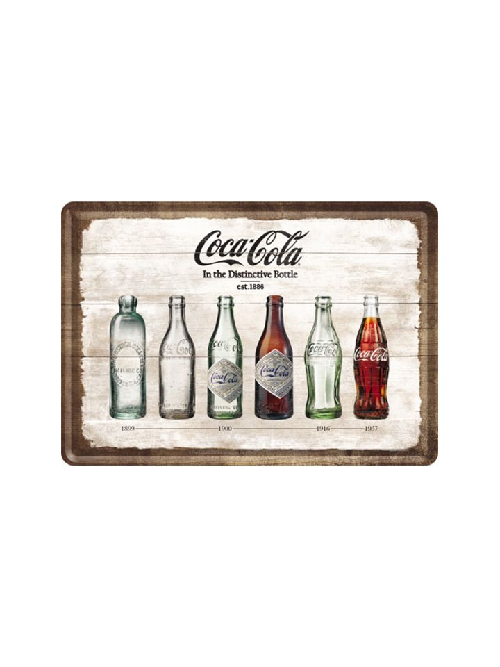 Blechschild Postkarte 10x14 cm Coca-Cola (bottles)