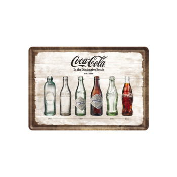 Blechschild Postkarte 10x14 cm Coca-Cola (bottles)