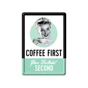 Blechschild Postkarte 10x14 cm Coffee First