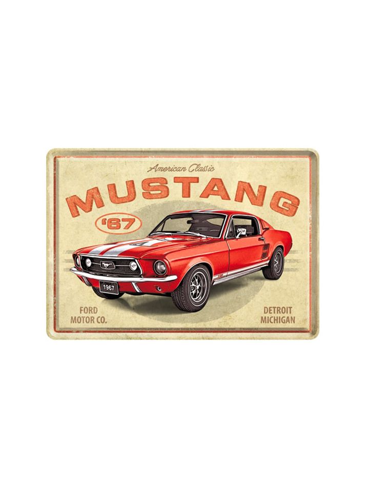 Blechschild Postkarte 10x14 cm Ford Mustang GT 1967