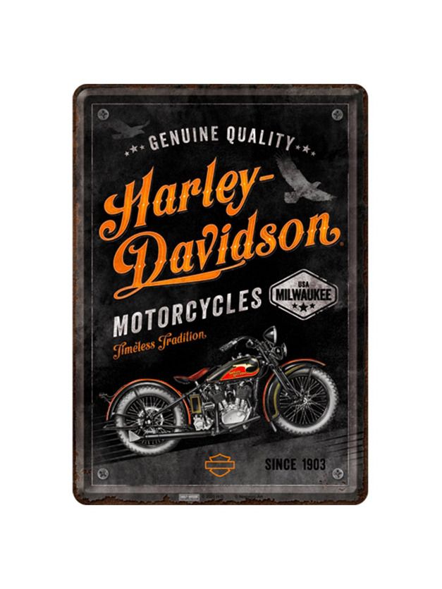Blechschild Postkarte 10x14 cm Harley-Davidson Timeless Tradition