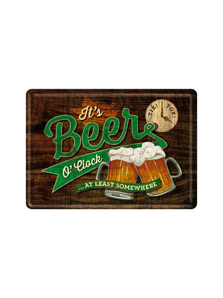 Blechschild Postkarte 10x14 cm It's Beer O'clock