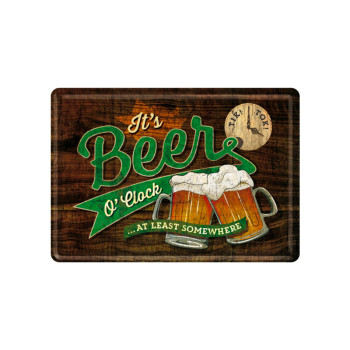 Blechschild Postkarte 10x14 cm It's Beer O'clock