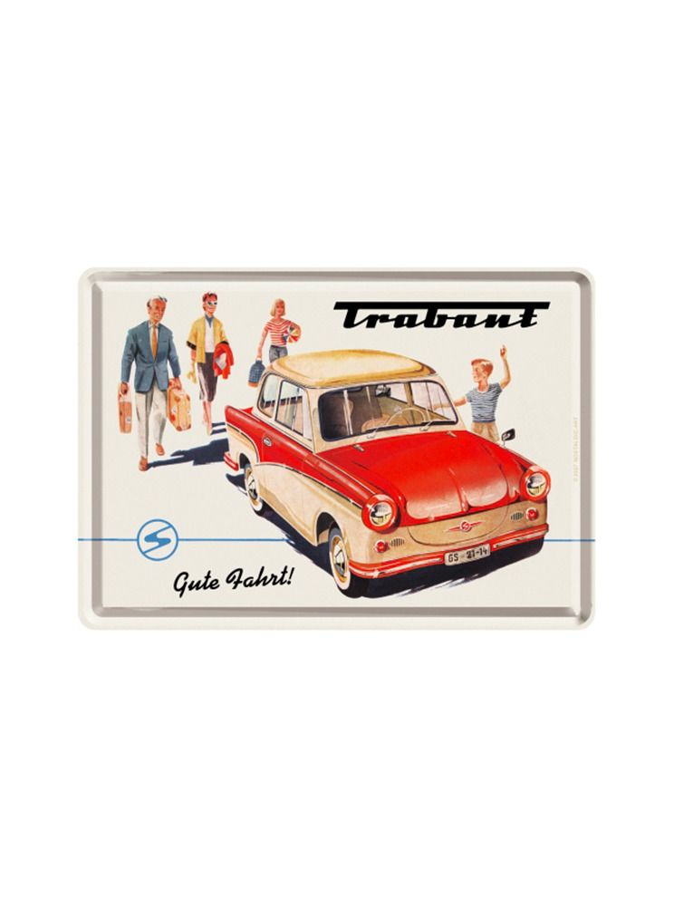Blechschild Postkarte 10x14 cm Trabant