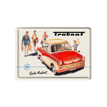 Blechschild Postkarte 10x14 cm Trabant