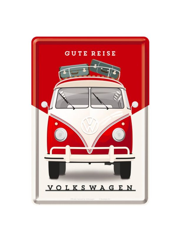 Blechschild Postkarte 10x14 cm Volkswagen (Gute Reise)