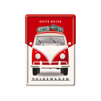Blechschild Postkarte 10x14 cm Volkswagen (Gute Reise)