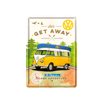 Blechschild Postkarte 10x14 cm VW Let's Get Away