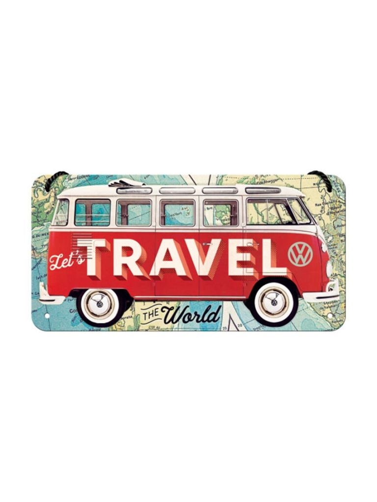 Hängeschild 10x20 cm VW Bulli (Let's Travel The World)