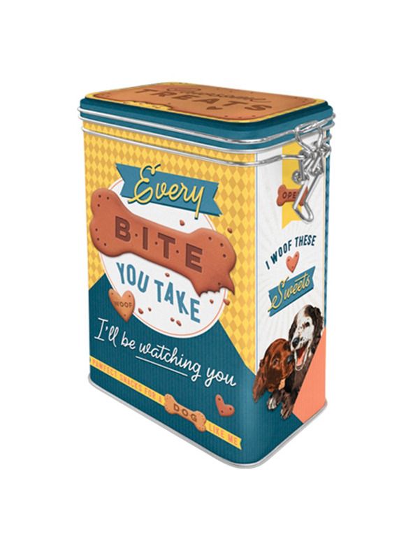 Blechdose mit Klip Every Bite You Take Dog Treats