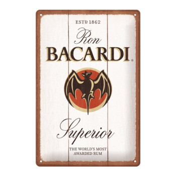 Blechschild 20x30 cm Bacardi Superior White Wood