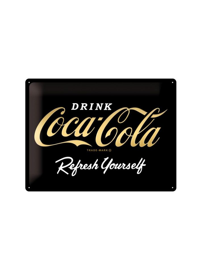 Blechschild 40x30 cm Coca-Cola Refresh Yourself (Special Black Edition) 