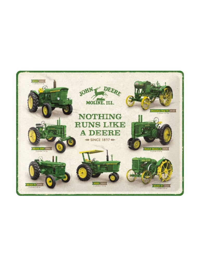 Blechschild 40x30 cm John Deere (Model Chart)