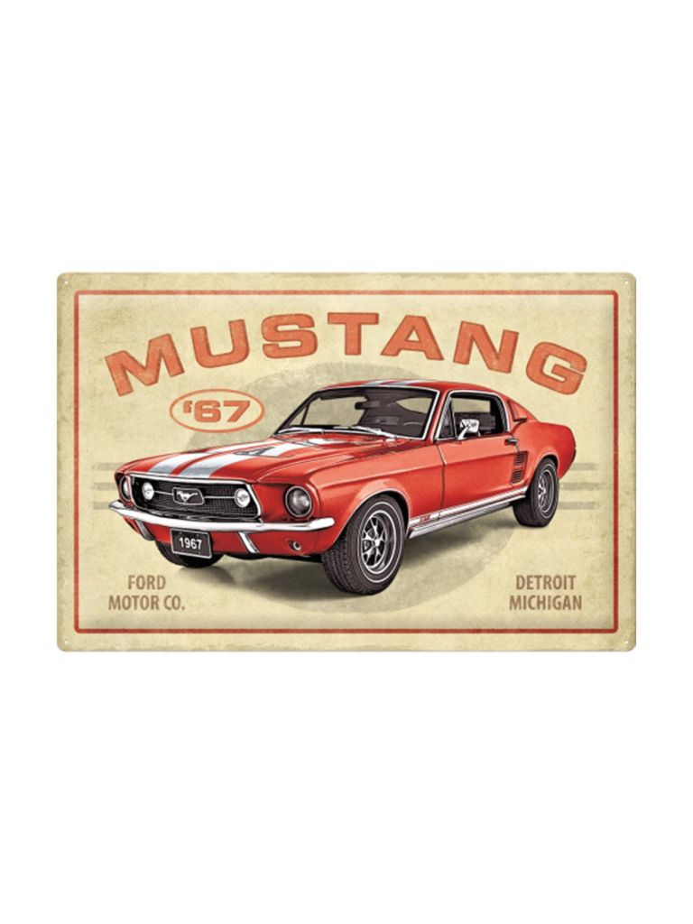 Blechschild 60x40 cm Ford Mustang GT 1967 Red