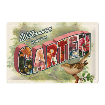 Blechschild 20x30 cm Willkommen in meinem Garten Special